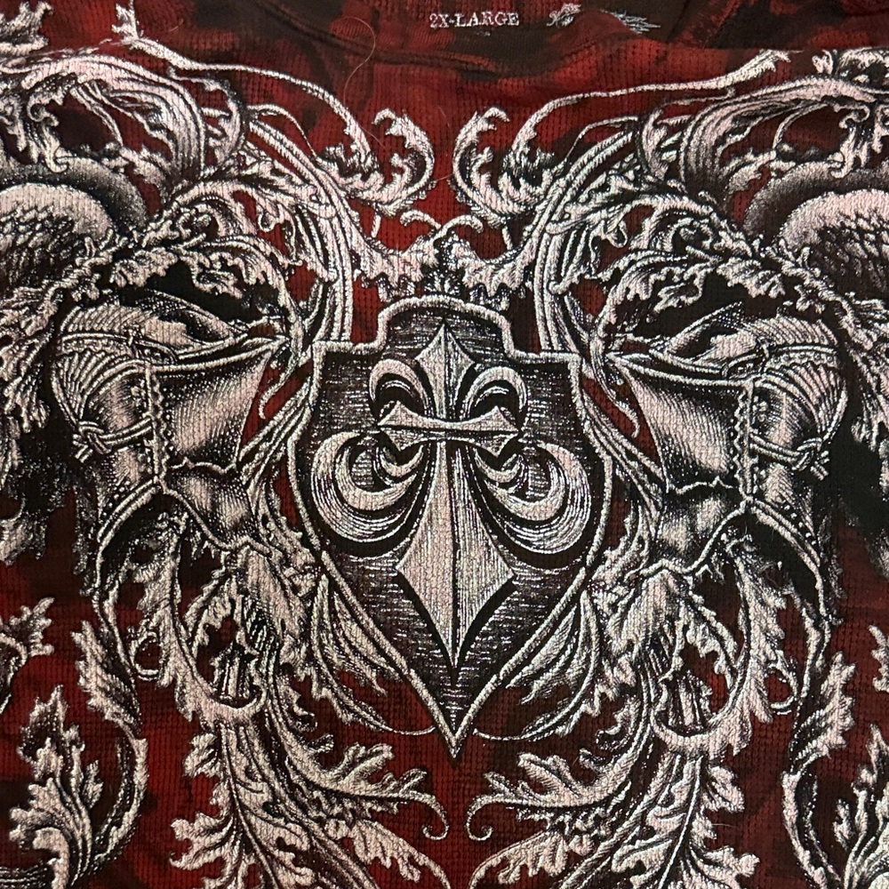 Affliction Red and Black Long Sleeve thermal Top men - Picture 3 of 8